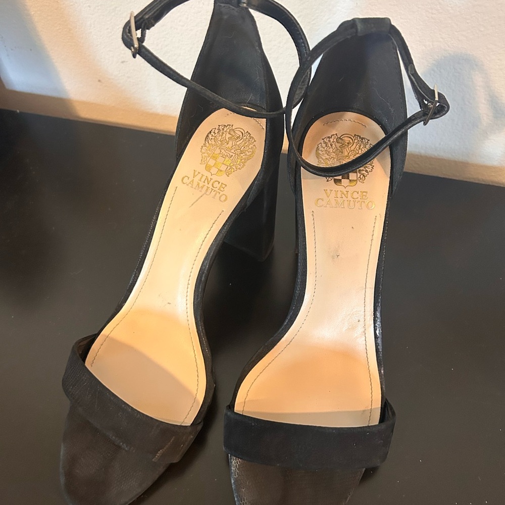 Vince Camuto Black Stiletto Heels with Ankle Strap
